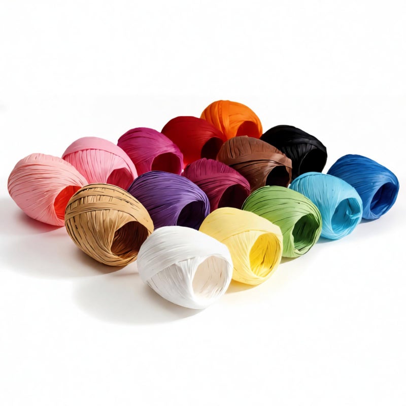 Goodma Raffia Paper Ribbon Twine Strings 15 Rolls 15 Colors Set for DIY Craft Gift Box Packing - Image 1